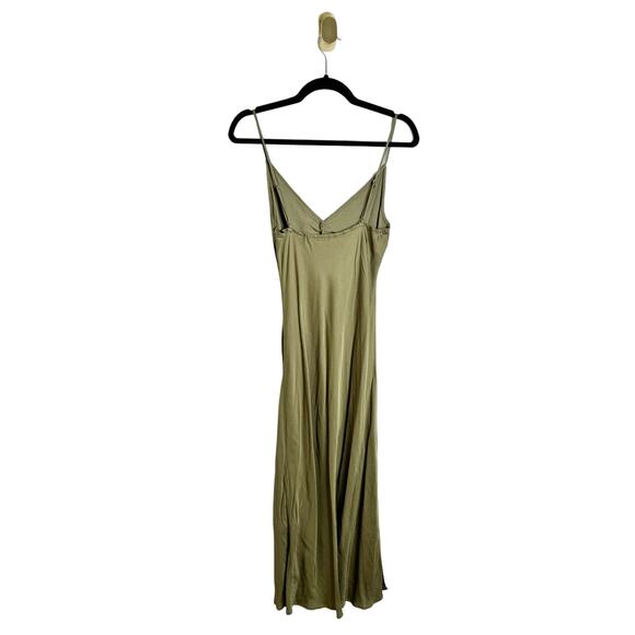 ASTR the Label Valinda Olive Green V Neck Ruched Slip Dress Medium - Picture 6 of 8